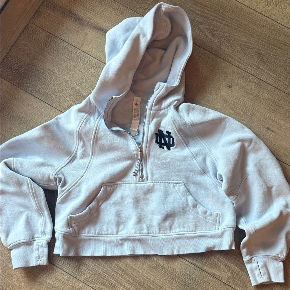 Lululemon Notre Dame Cropped Hoodie Light Blue XS/S Sweatshirt